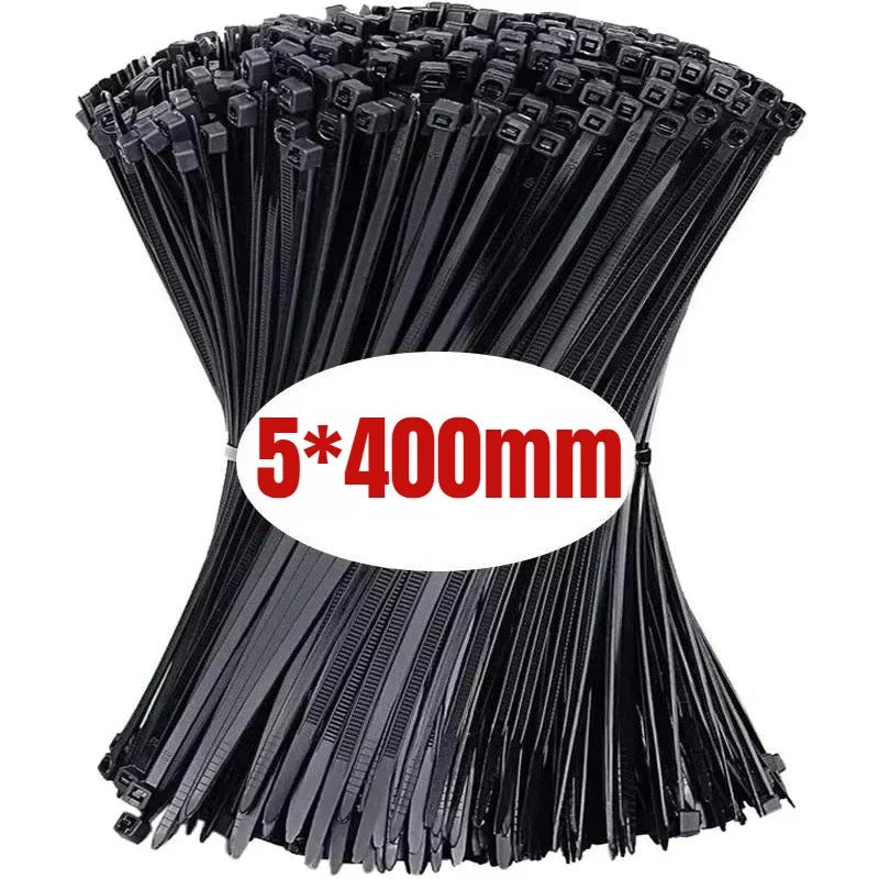 Black Cable Ties Tensile Strength Uv Resistant Self-locking Home Zpaxo 5X400mm-100Pcs