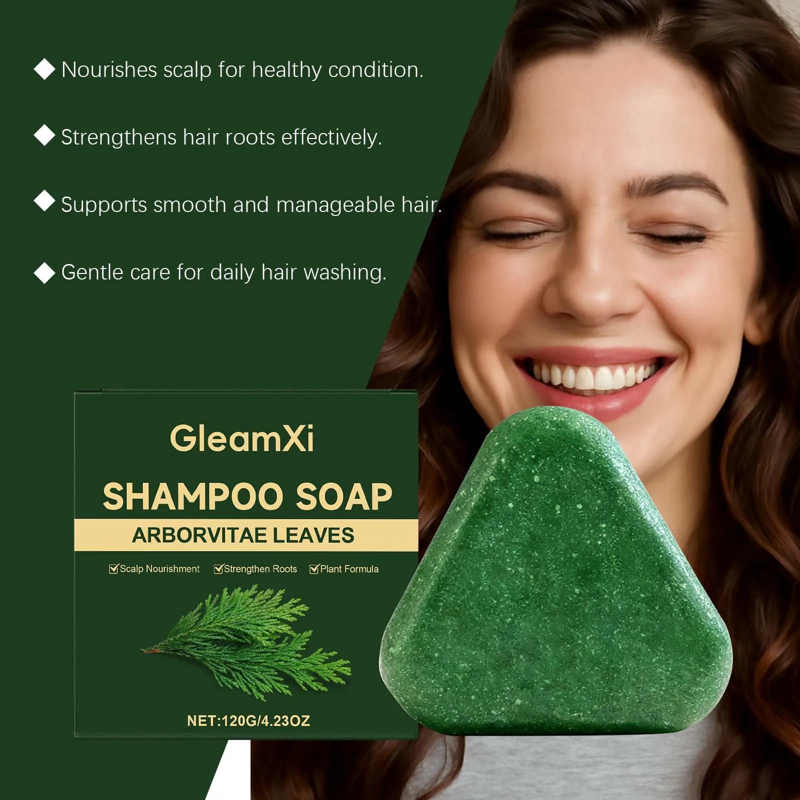 GleamXi Anti-Breakage Shampoo Bar Gentle Nourishing Strengthens Hair Roots Cleanse Hair Refreshing Hair Care Protects Cares Hair Zpaxo
