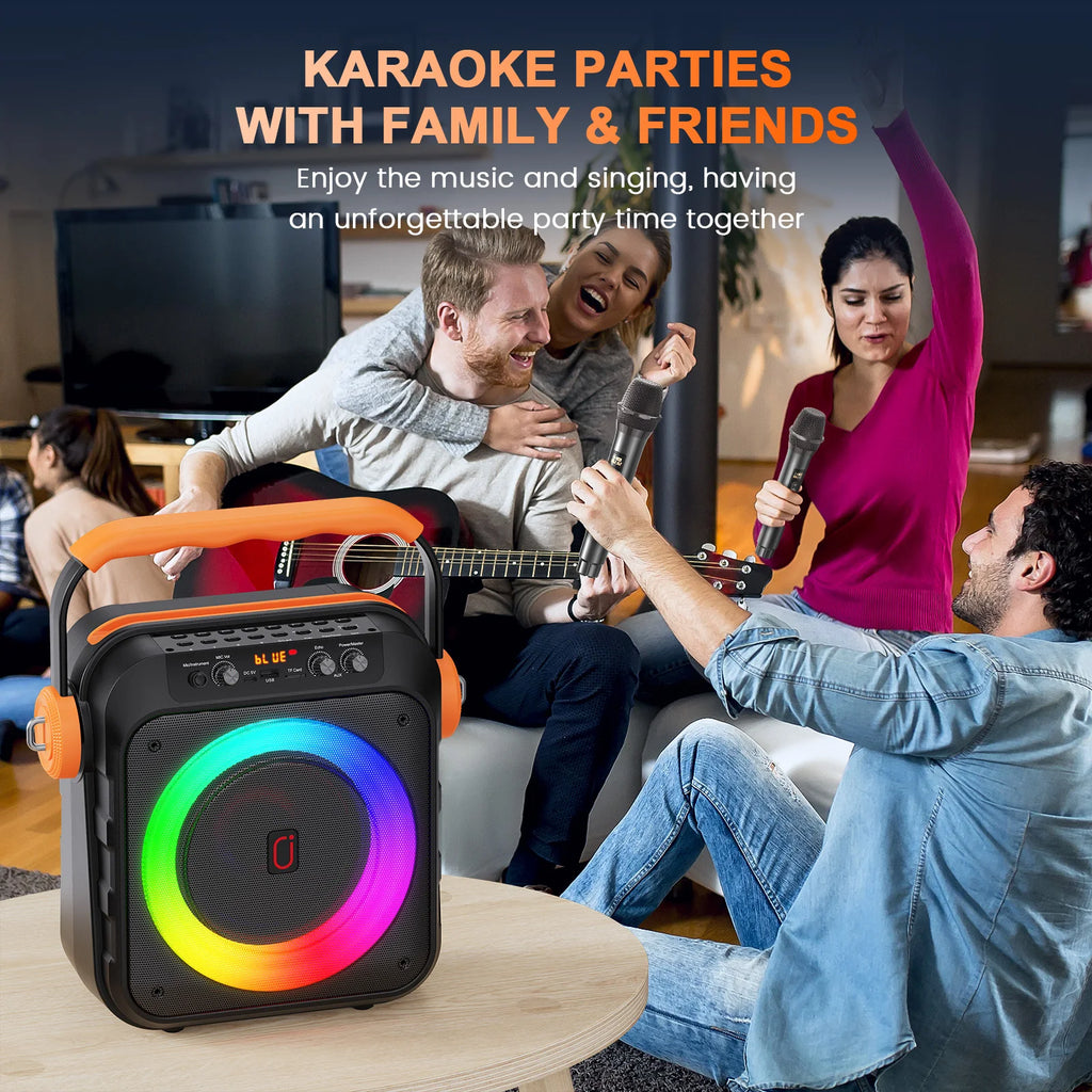 Karaoke Machine 2Microphones Portable Bluetooth Speaker 6 8