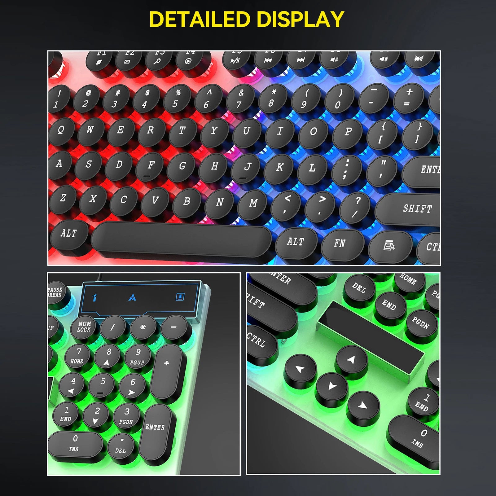 104 Keys Wired Keyboard Wired Keyboard and Mouse Combo Colorful LED Backlit Gaming USB Keyboards with Gaming Mouse Zpaxo
