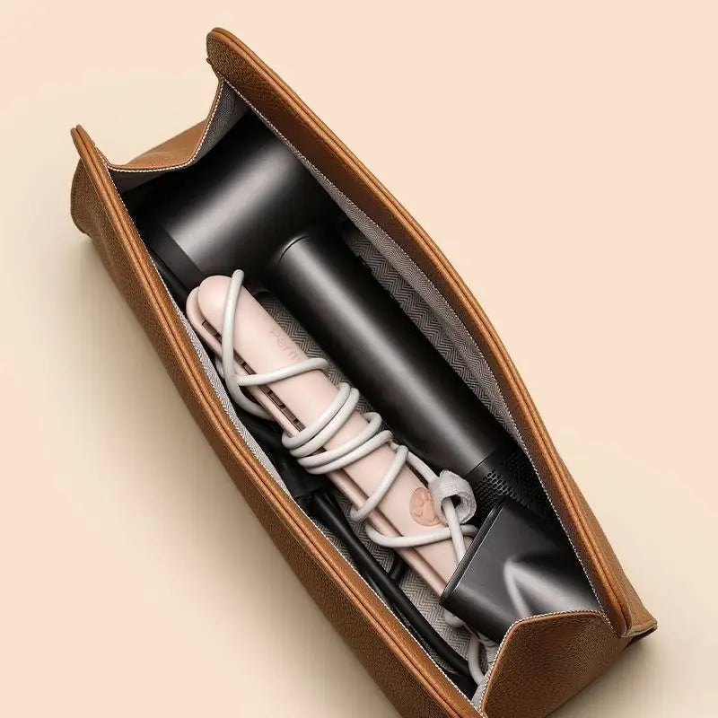 PU Leather Hair Tool Bag – Curling Iron & Flat Iron Organizer Hair Tool Organizer Zpaxo