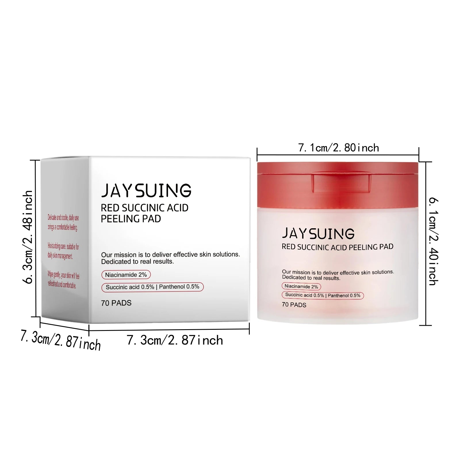 70pcs Red Succinic Acid Peeling Pads Gentle Exfoliation Soothing Moisturizing Delicate Smooth Skin Panthenol Facial Peeling Pads Zpaxo