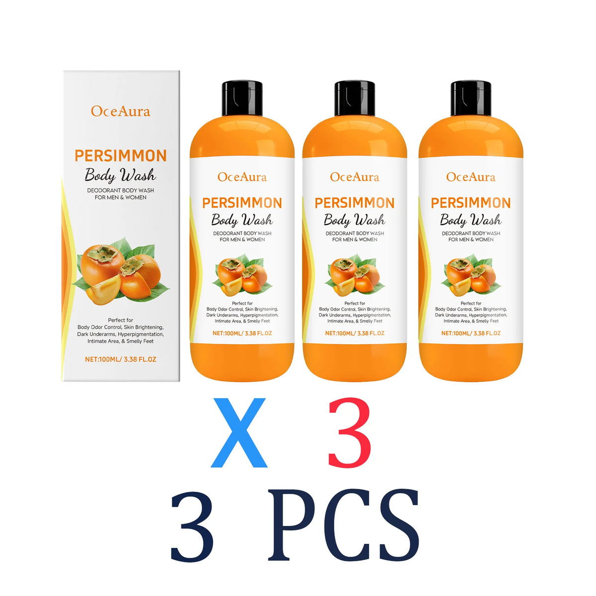 100ml Persimmon Body Wash Rosemary Lavender Dry Skin Remedy Moisturizing Without Greasiness Unisex Refreshing Texture Shower Gel Zpaxo 3 Pcs Moisturizing
