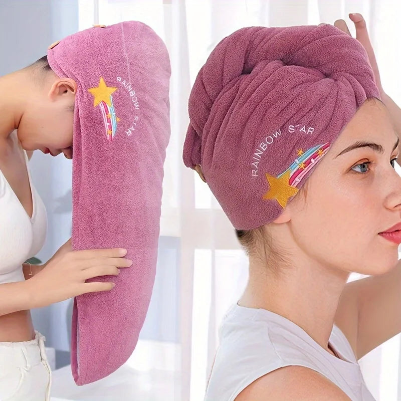 Soft Microfiber Hair Towel Absorbent Fast Drying Anti-frizz Static