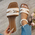 Women Slippers Holiday Beach Casual Sandals Summer Outdoor Flat Bottom Sandals Slip-On Soft Sole Simple Shoes Slides Women Zpaxo white brown 43