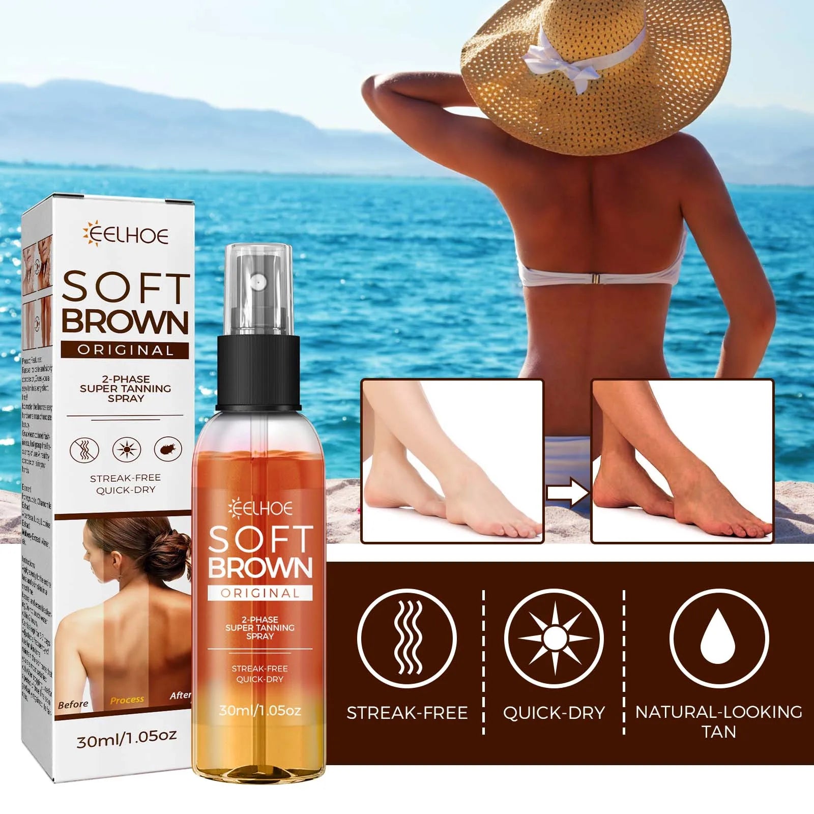 Eelhoe Self Tanning Spray – Natural Bronze Glow, 30ml Self Tanning Spray Zpaxo