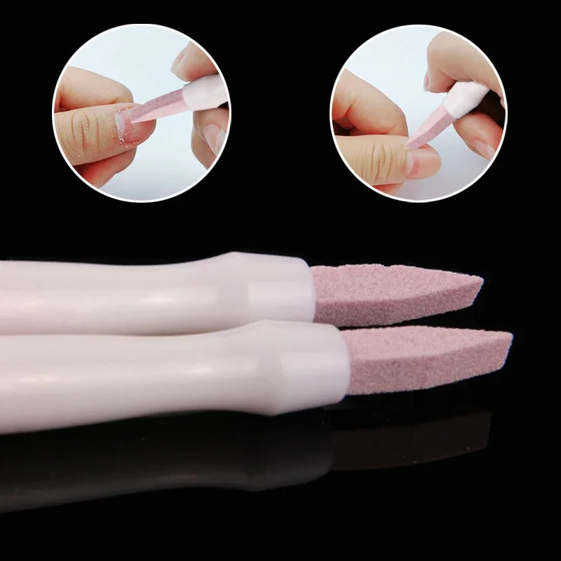 2 Ways Scrub Stone Nail Files Buffer Manicure Stick Grinding Rod Zpaxo