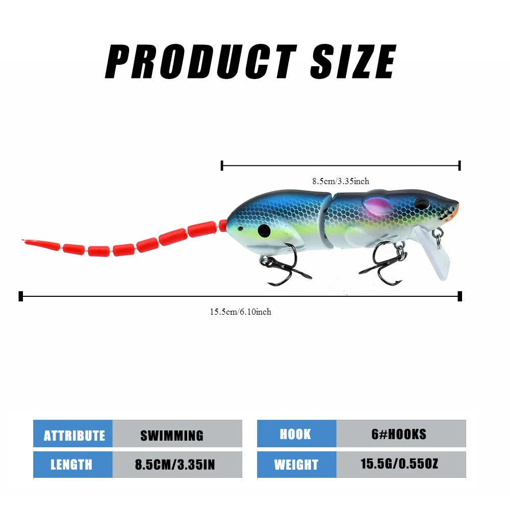 Mouse Fishing Lure 15.5cm Broken Joint Pencil Bait 15.5g