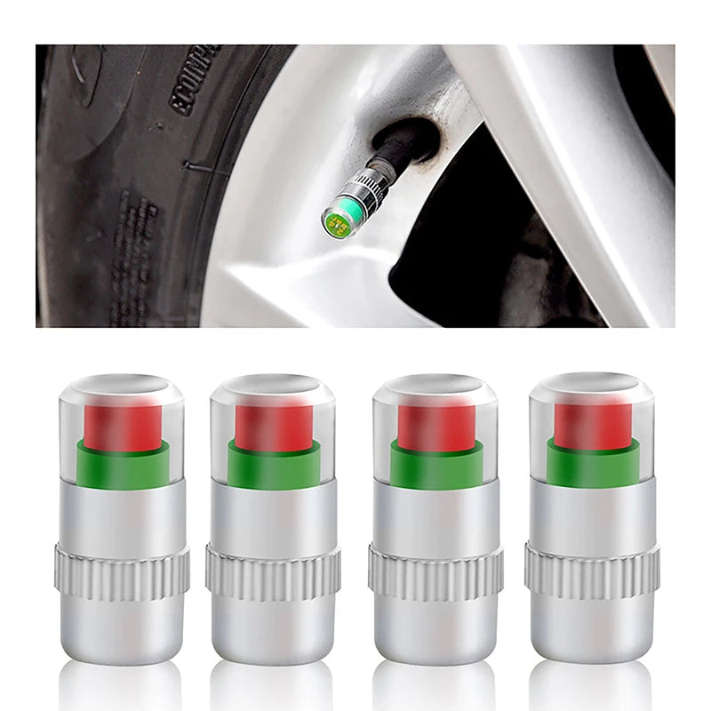 2 Car Bike Tire Pressure Indicator Gauge Alert Monitoring Valve Cap