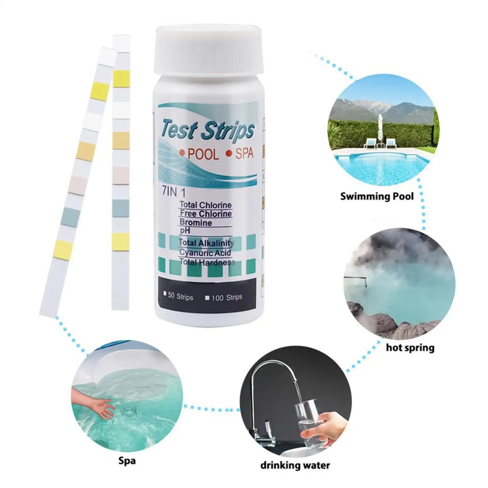 1 Chlorine PH Alkalinity Test Strips Accurate Multipurpose Water