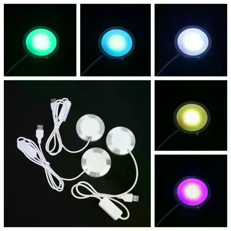 Bamboo Led Light Parts DIY Model Warm White Multicoour USB Round Zpaxo