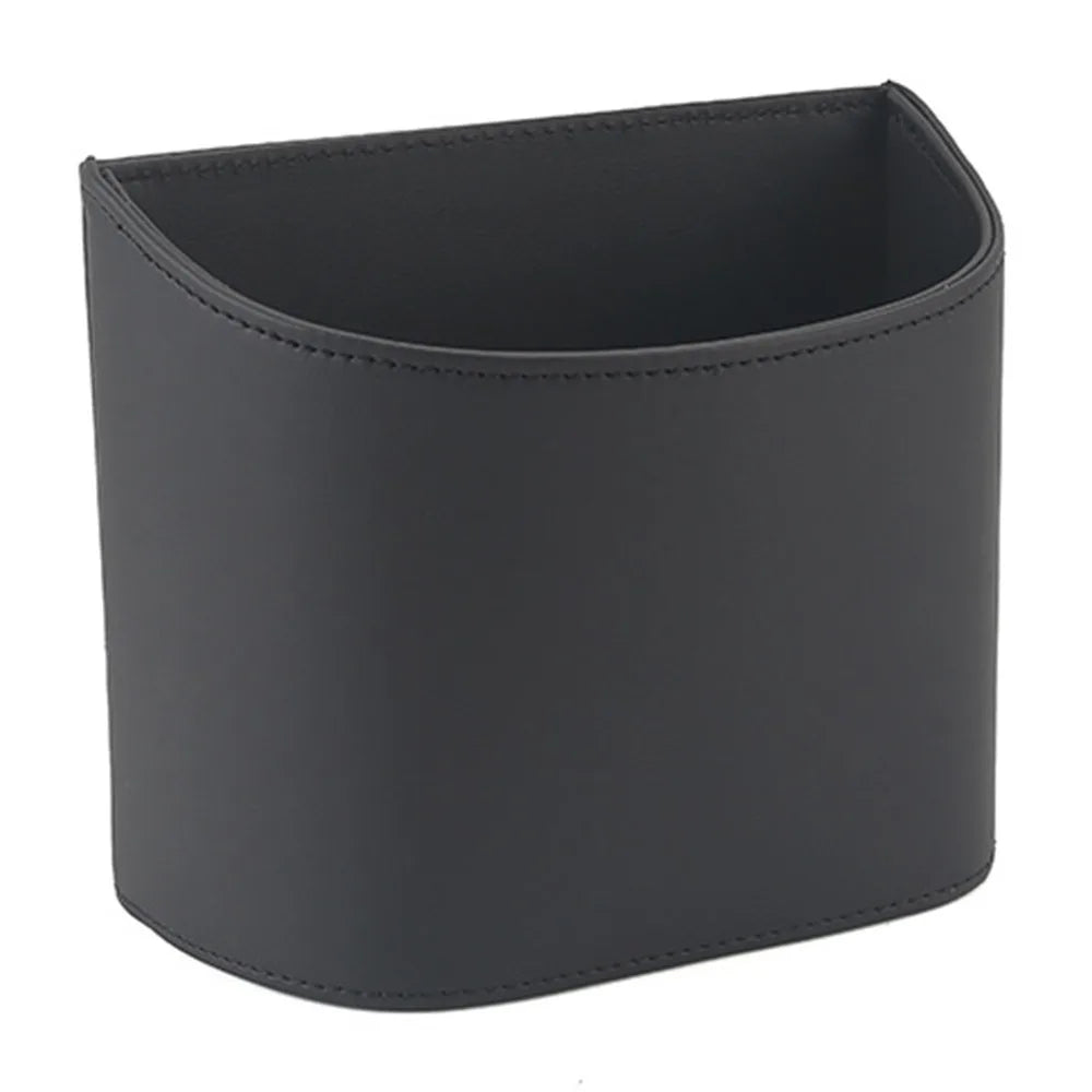 Convenient Leather Car Trash Can Waterproof Space Saving Vehicle Zpaxo Black