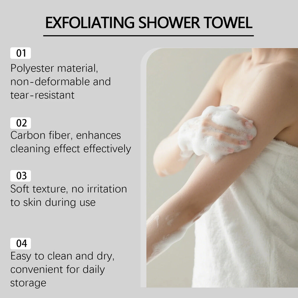 Exfoliating Back Scrubbing Towel | Carbon Fiber Bath Cloth Exfoliating Bath Towel Zpaxo