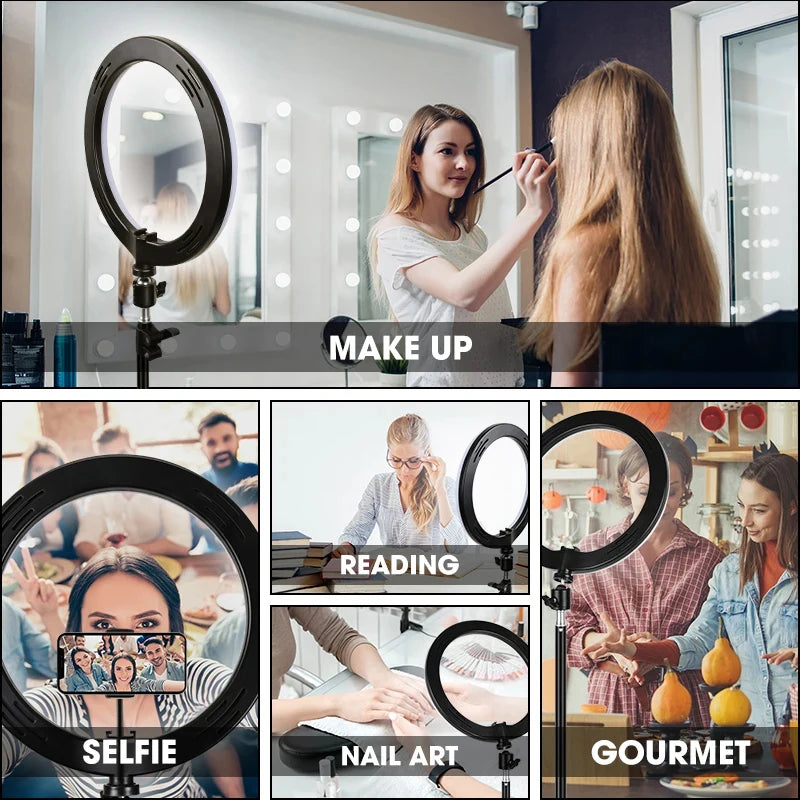 LED Ring Selfie Light Dimmable Photography Lighting USB Charge Lamp