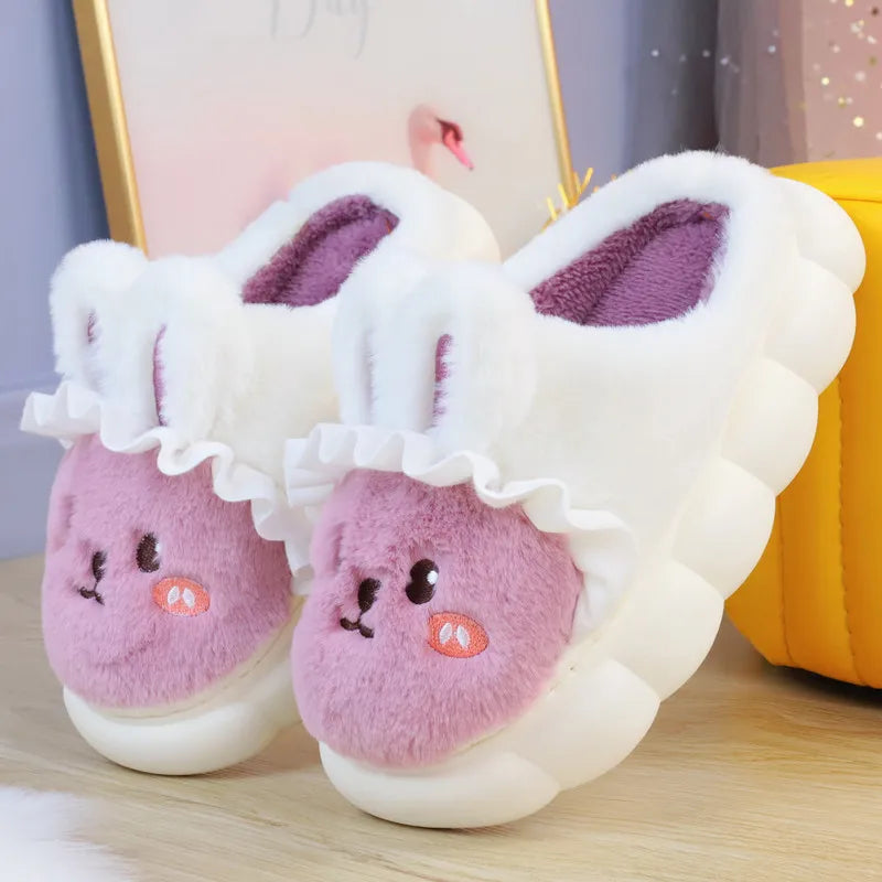 White Rabbit Hare Slippers Women's Cute Animal Platform Home Mules Zpaxo