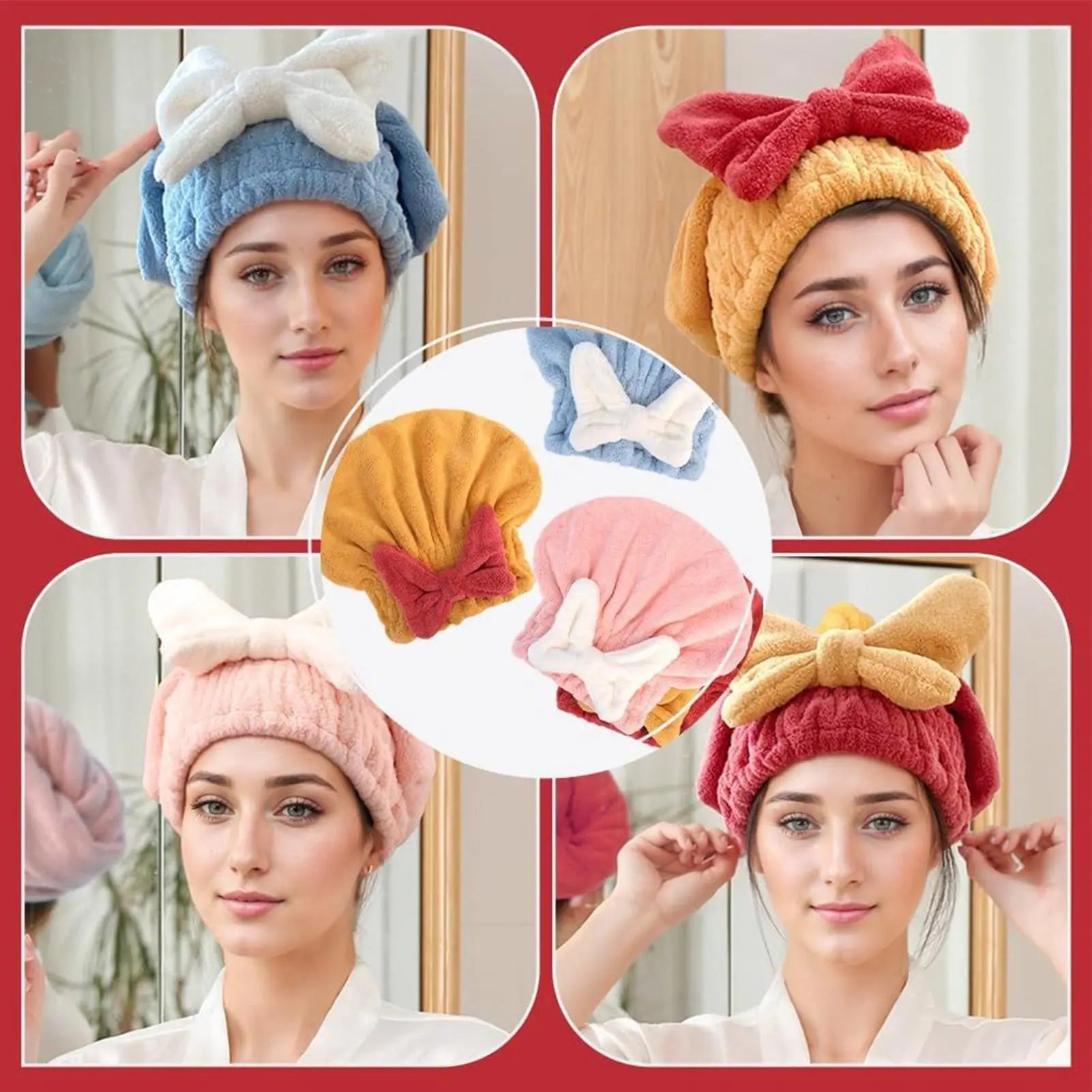 Microfiber Hair Turban Absorbent Quick Dry Towel Cap Twist Clip Women