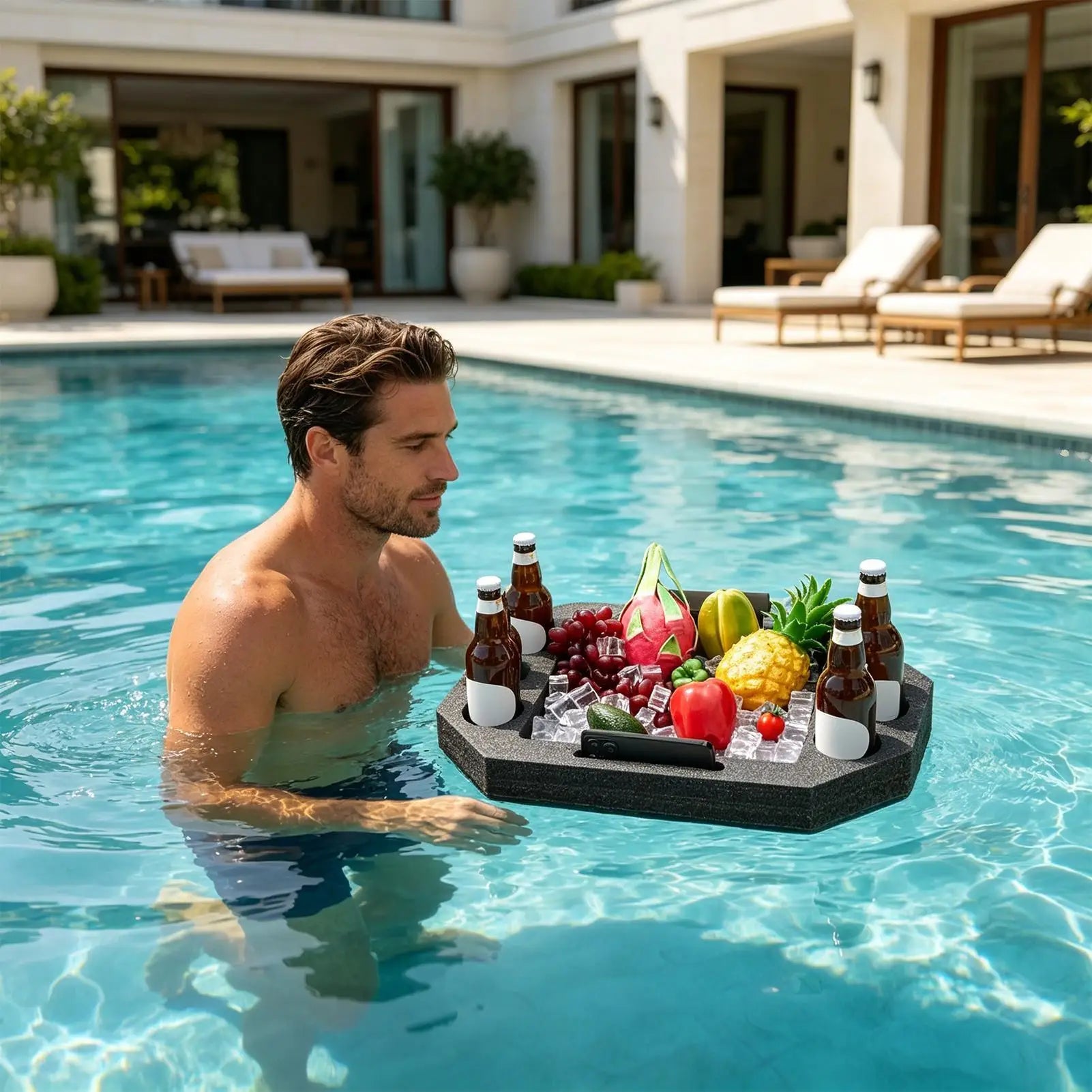 Multi-function Floating Drink Rack Waterproof Stable Swimming Pool
