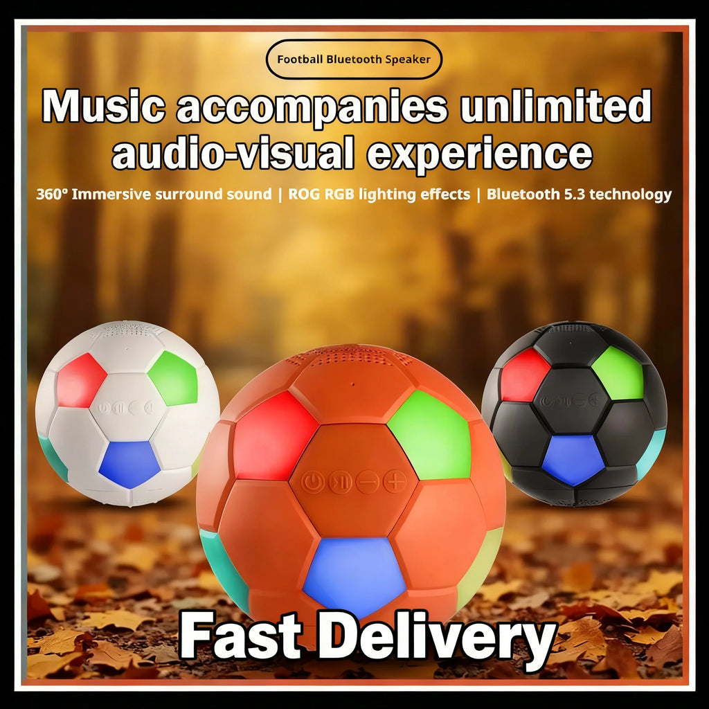 Football-Shaped RGB Bluetooth Speaker – 360° Surround Sound Portable Bluetooth Speaker Zpaxo