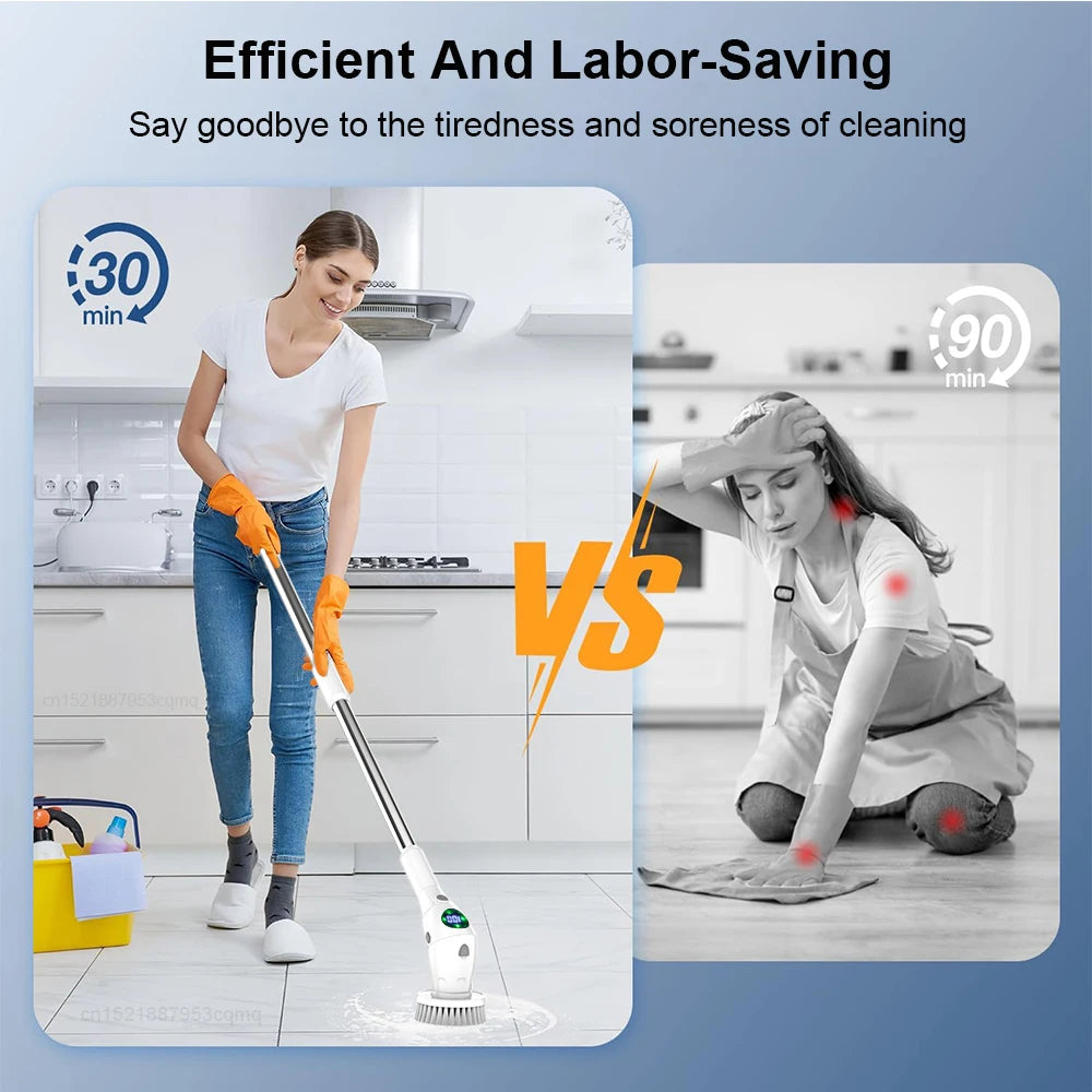 Electric Cleaning Brush 8-in-1 Bathroom Kitchen Toilet Wireless LED