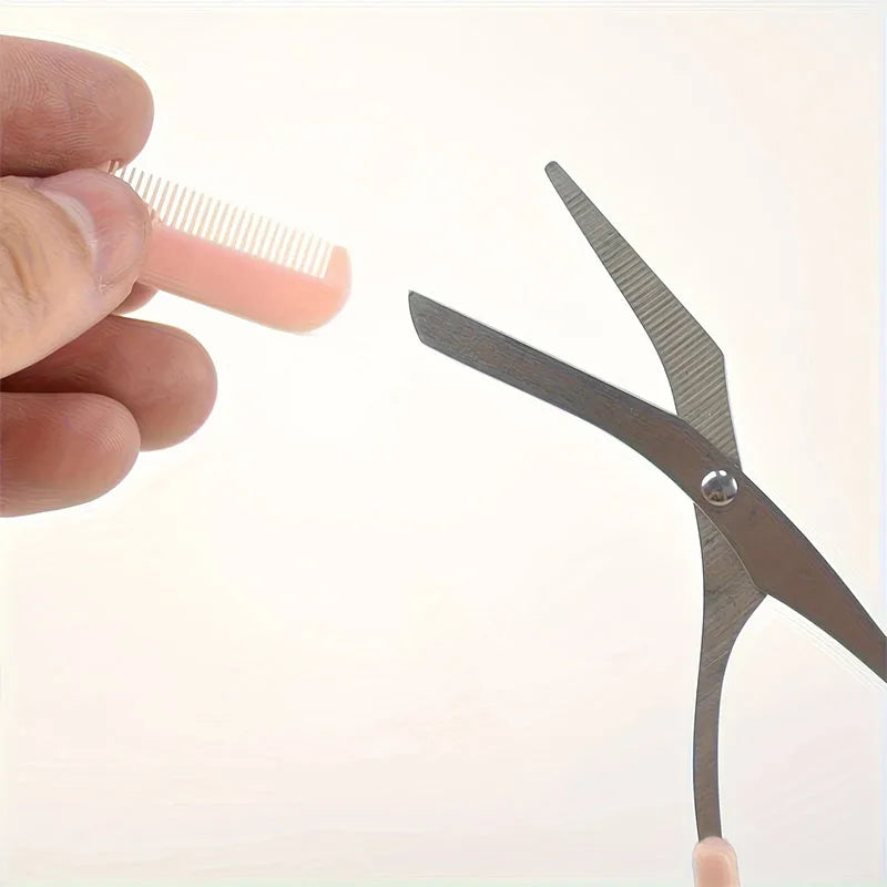 Pink Eyebrow Trimming Scissors with Built-in Comb Stainless Steel Precise Grooming Tool for Women Makeup Beauty Accessories Zpaxo