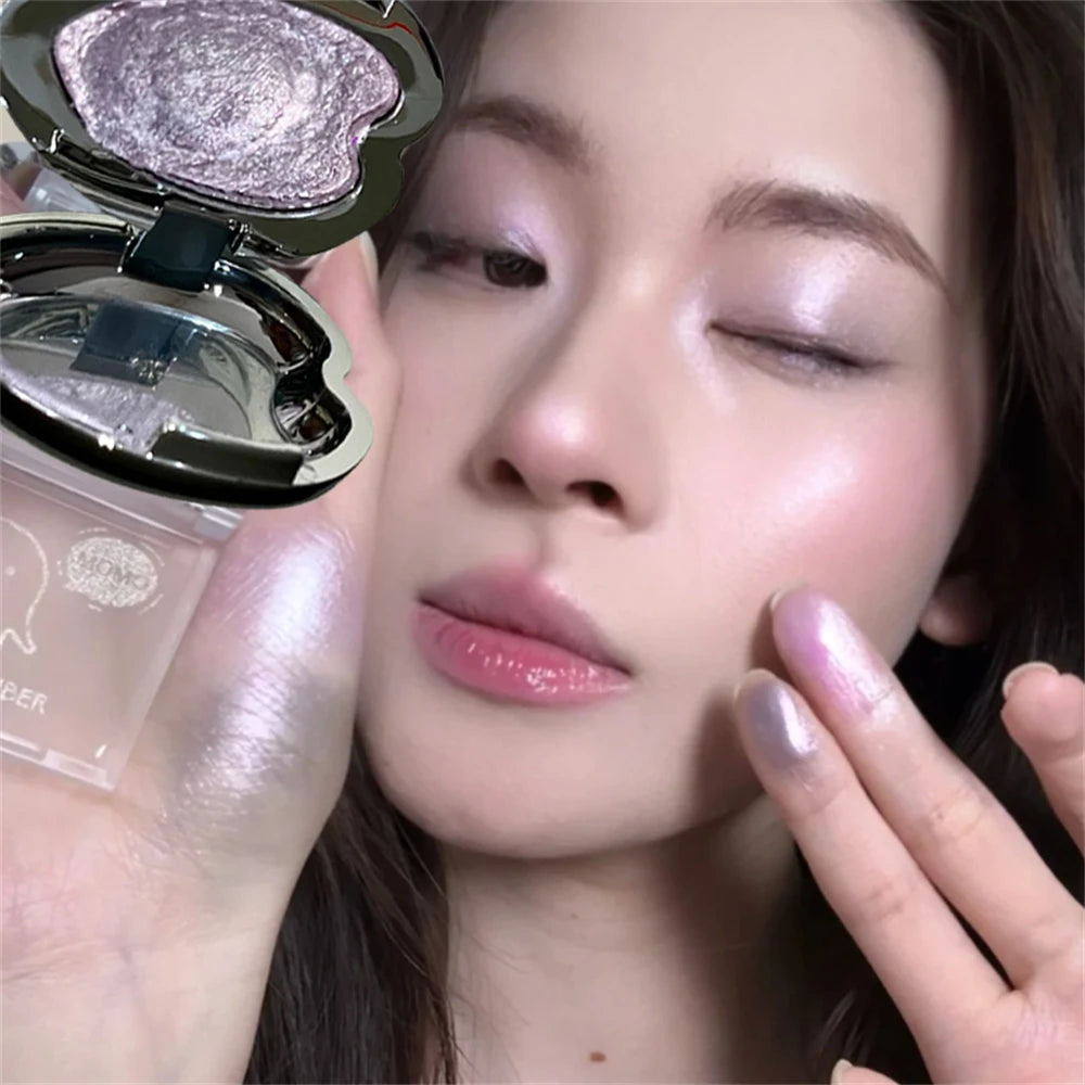 Smoked Punk Green Pearl Eyeshadow Diamond Metallic Brighten Mashed Potato Glitter Highlighter Plate Makeup Sparkling Chameleon Zpaxo