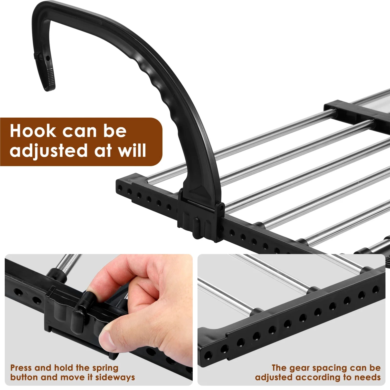 New Foldable Radiator Drying Rack Extendable Clothes Drying Hanger Stainless Steel 42-72cm Shoes Towels Drying Rack for Balcony Zpaxo