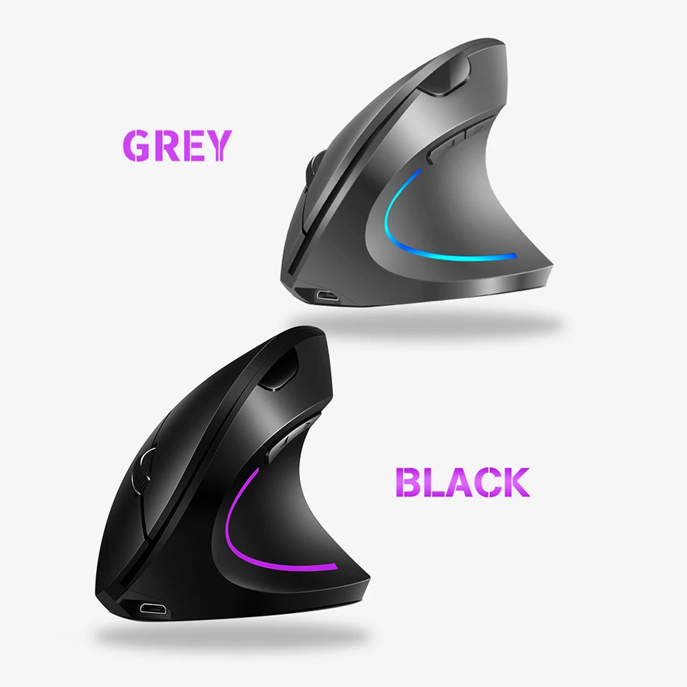 2.4G Wireless Vertical Mouse Rechargeable Upright Ergonomic Mouse 3 Adjustable DPI Levels RGB Flowing Light Plug N Play Zpaxo