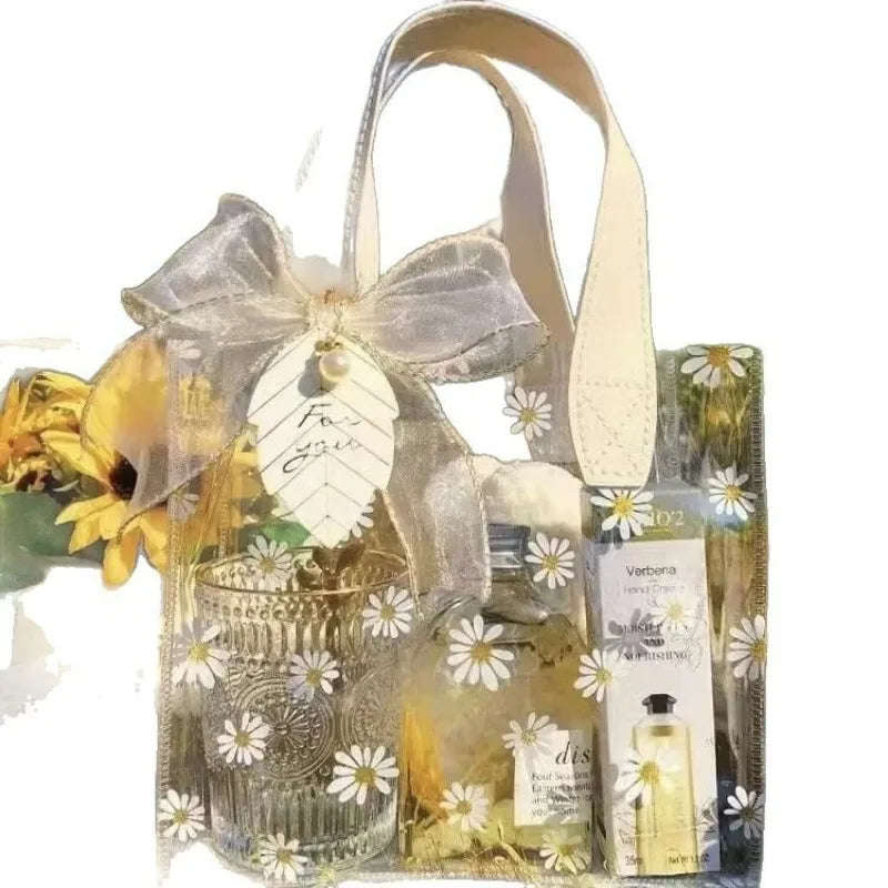 Clear Daisy PVC Tote Bag Women Premium Birthday Box Elegant