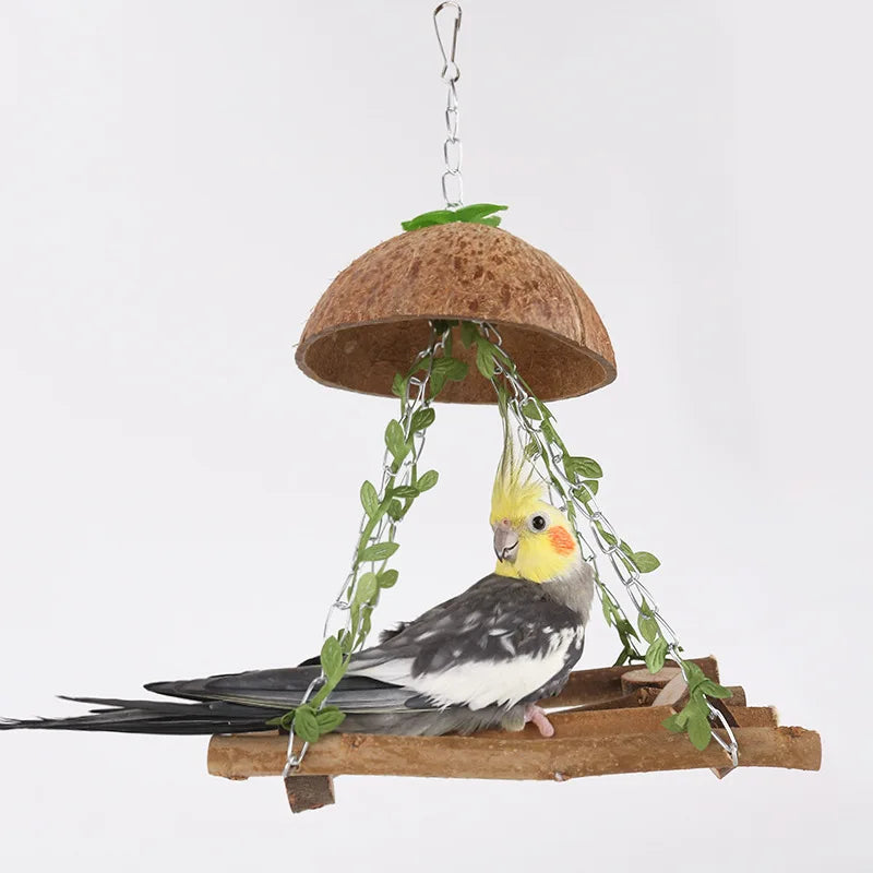 Parrot Hammock Swing Ladder Bird Toy – Wood Perch Stand Bird Swing Toy Zpaxo
