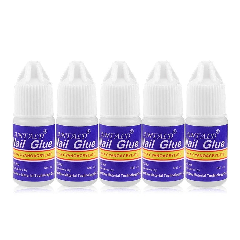 5pcs 3g Fast drying nail art glue tips glitter UV acrylic rhinestones decorations nail glue false tip multipurpose manicure tool Zpaxo
