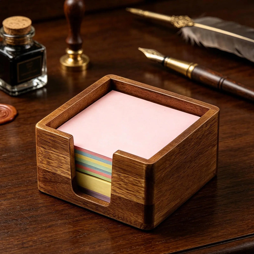 Sticky Note Holder 9 5x9 Wooden Non-slip Pads Notes Dispenser Office