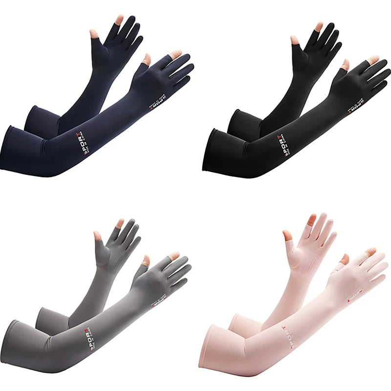 Men Ice Silk Bicycle Sleeves Summer Breathable Cycling Arm Protection