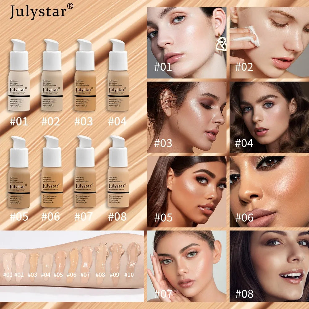 New Long Lasting Liquid Foundation Waterproof Oil Control Full Coverage Concealer Brighten Matte Moisturizing Primer Makeup Base Zpaxo