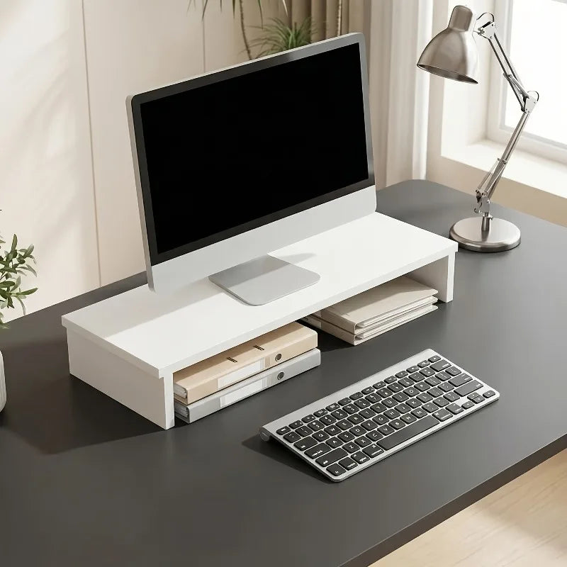 White Wooden Laptop Stand Stable Load-bearing Ergonomic Computer