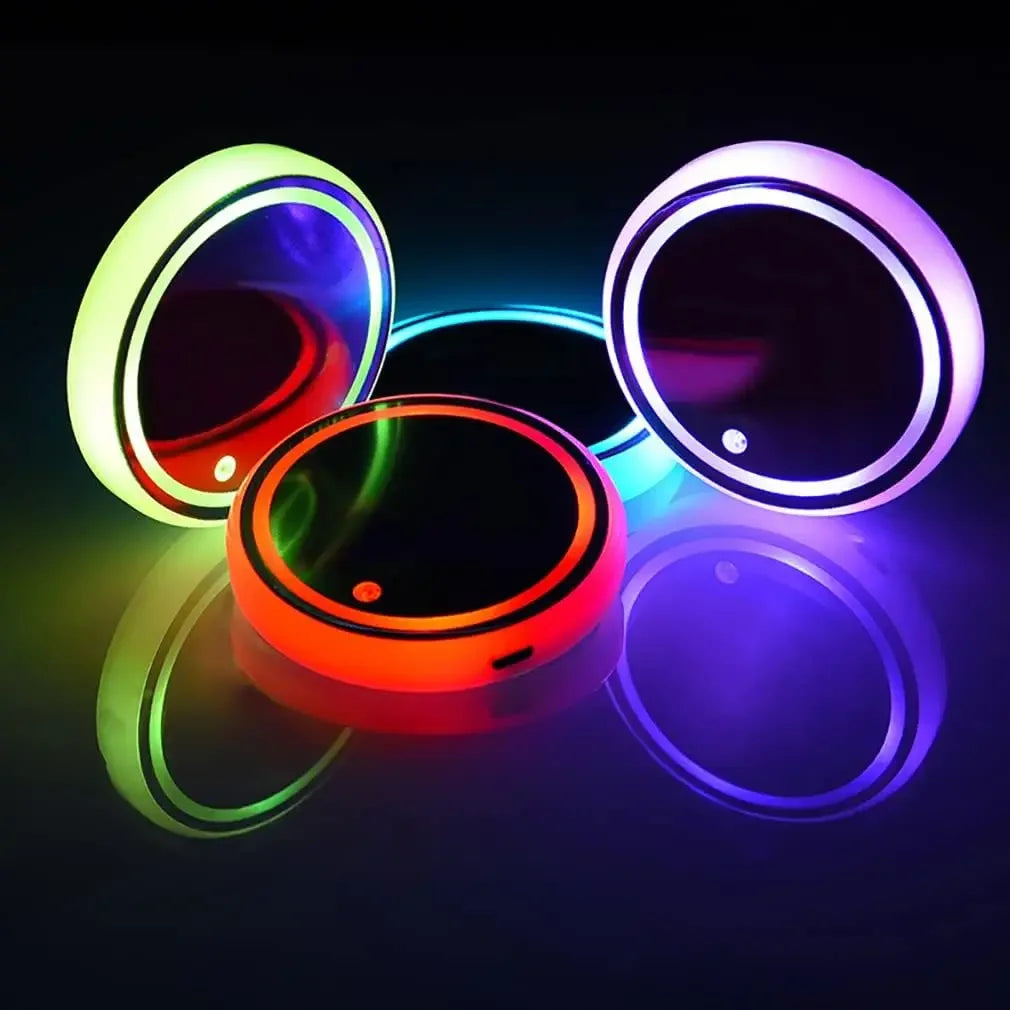 7 Colors LED Cup Coasters Solar USB Powered Glowing Drink Pads