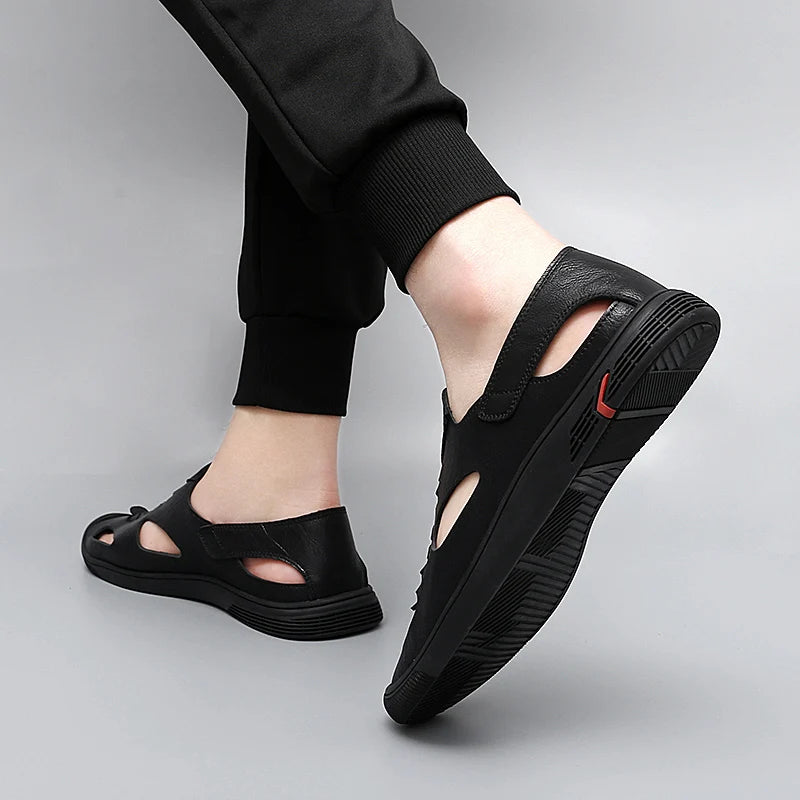 Summer Men Sandals Leather Mens Casual Shoes Outdoor Beach Roman Zpaxo