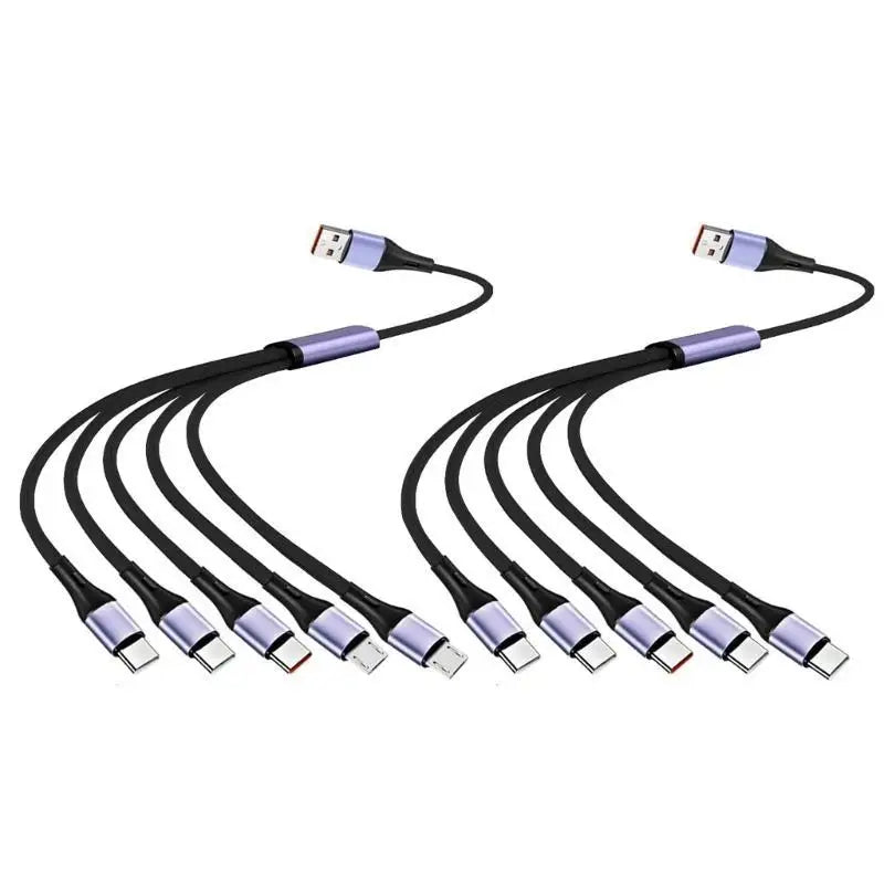 652F Upgrades 66W USB multiple Device Charging Cable Supports Simultaneous Charging Nylon Braided Charging Cord for 5 Devices Zpaxo