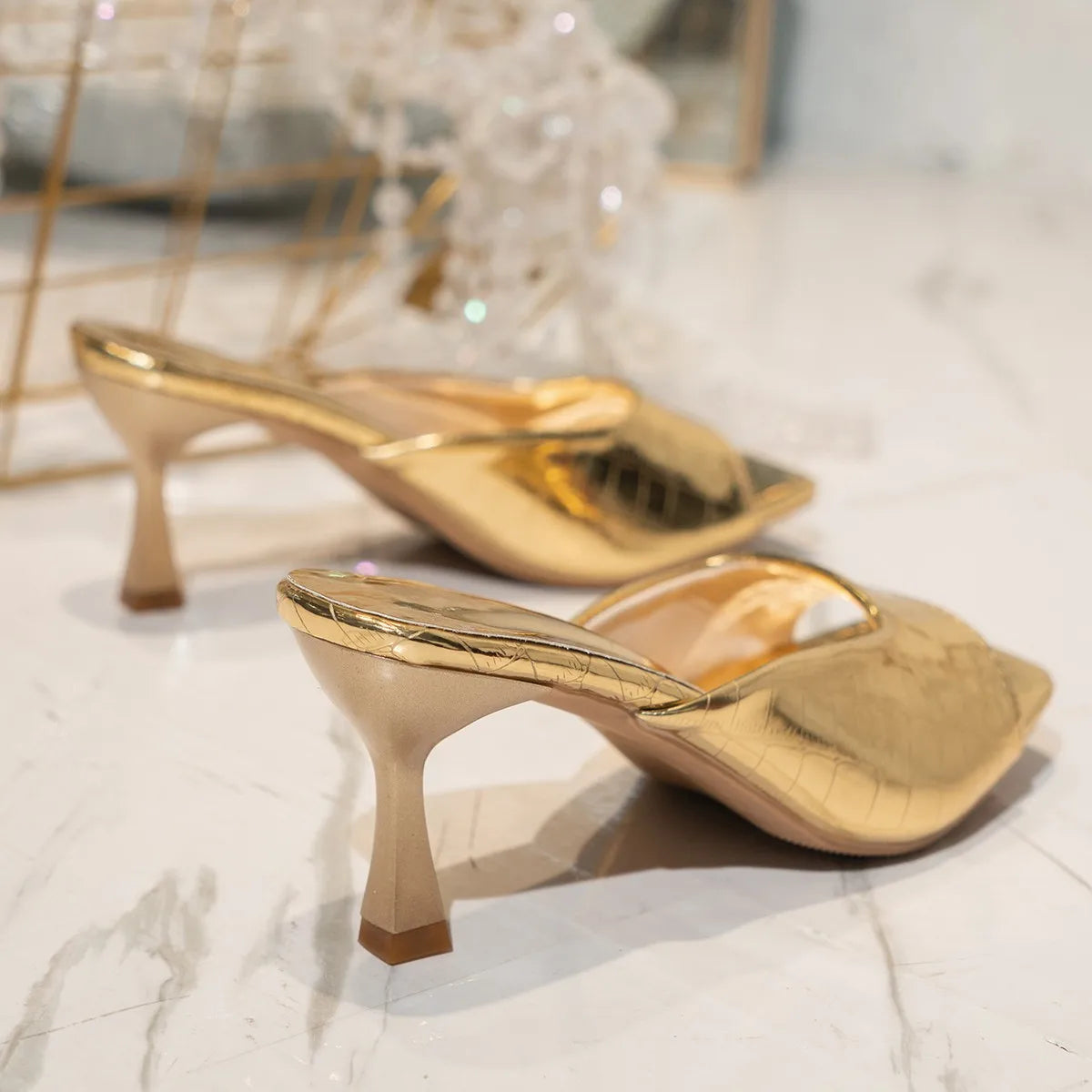 Women Sandals 2026 Summer Lightweight Woman Designer Shoes Sexy High Heels Shoes Women Gold Luxury Women Slippers Heeled Sandals Zpaxo
