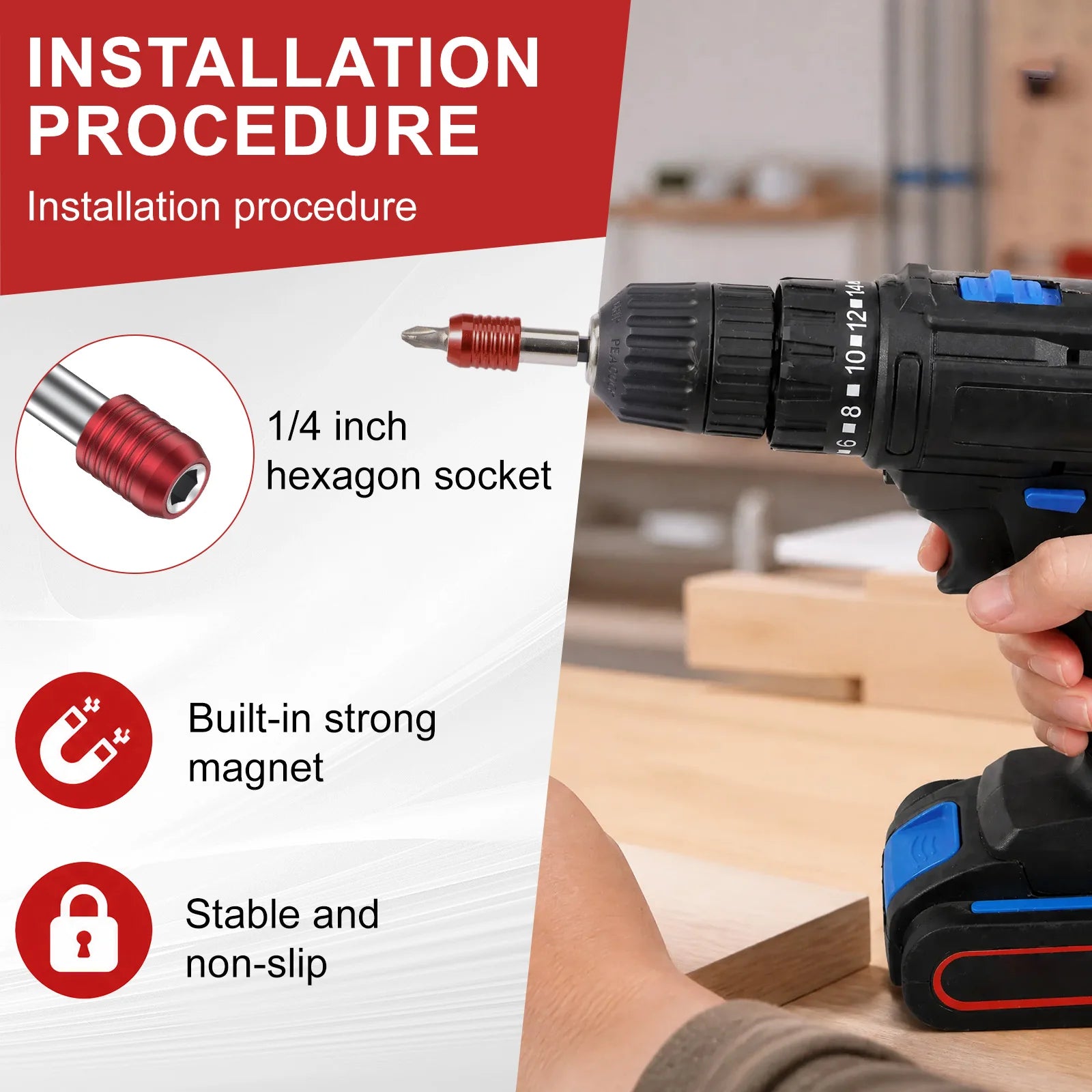 Magnetic Drill Bit Extension Set 1/4 Hex Shank Quick Release Impact Driver Extender Bar Dual Lock Screwdriver Holder 12 Inch Lon Zpaxo