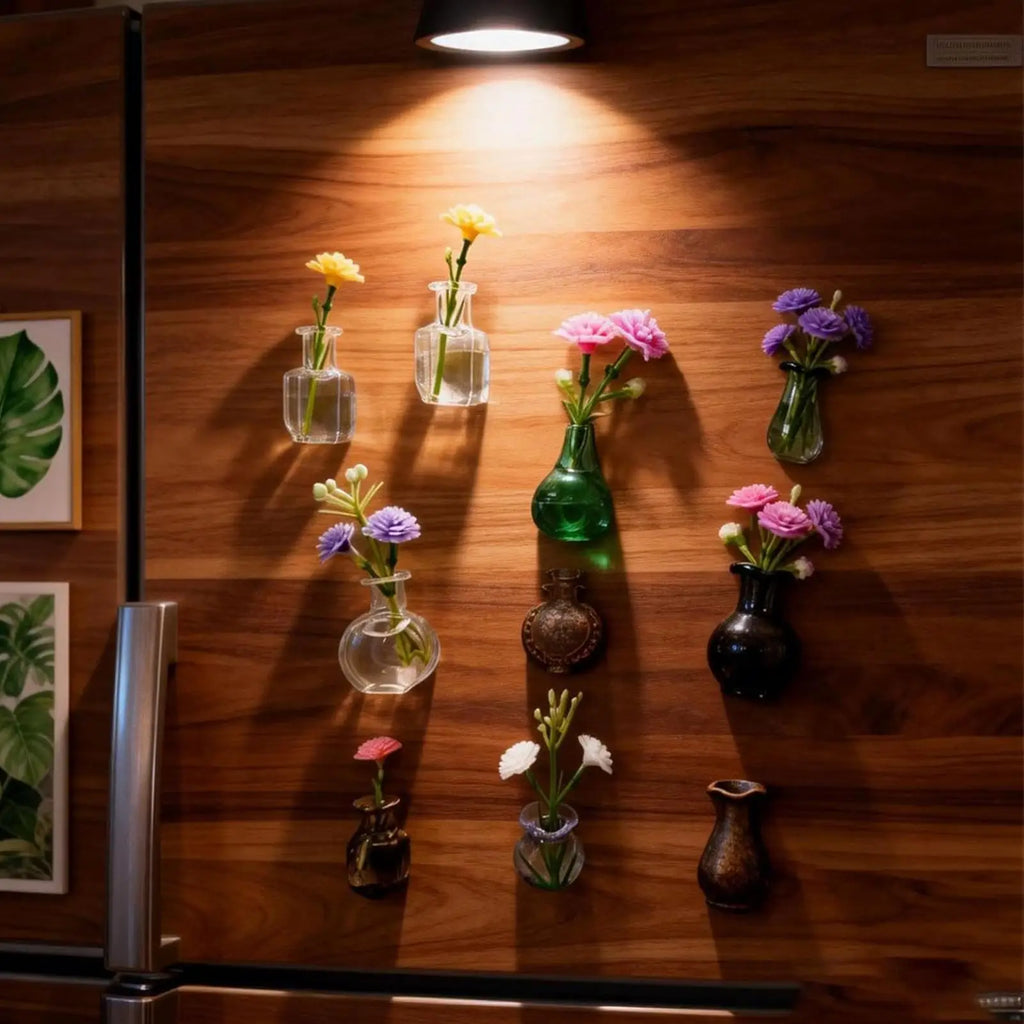 Magnet Vases Refrigerator 10 Glass Cute Decor Small Fridge Flower