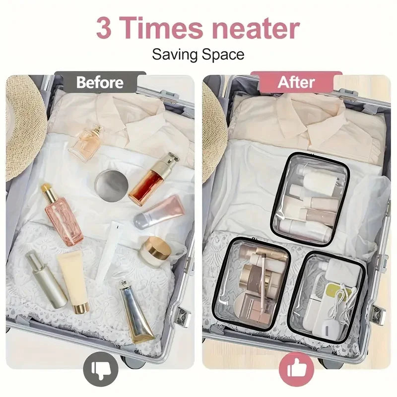 Transparent Cosmetic Bag Zipper Multipurpose Clear Carry Case