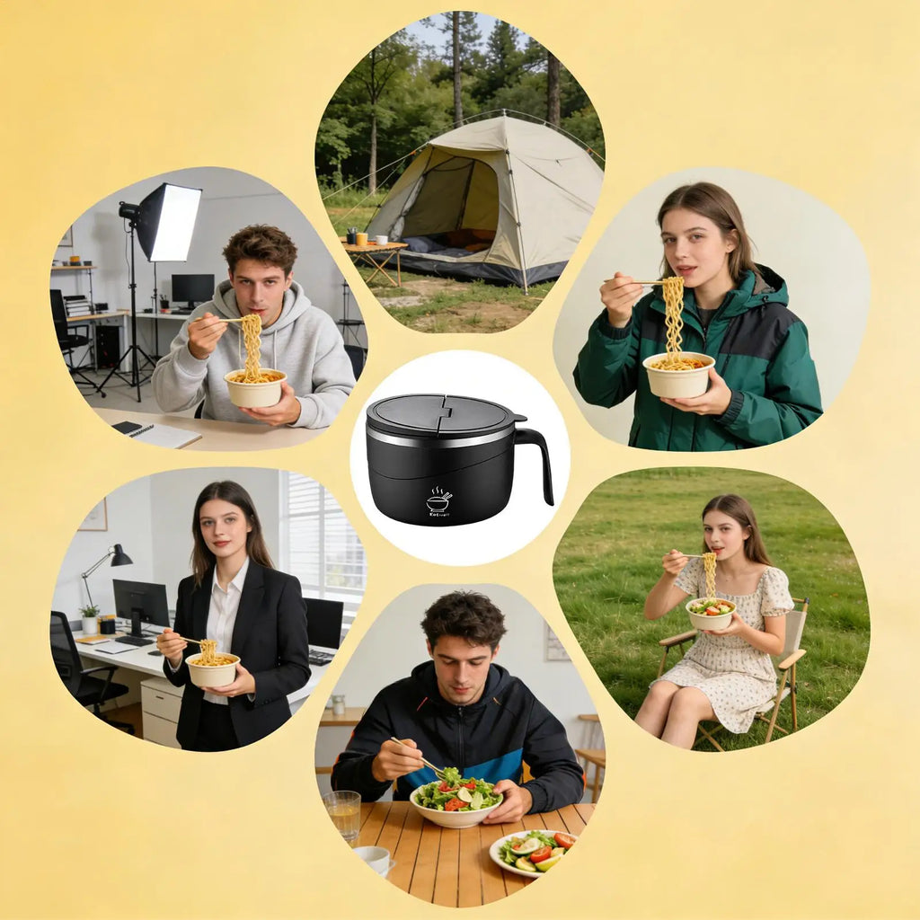 Noodle Bowl Cooker Portable Anti-scalding Soup Mugs 304 Stainless