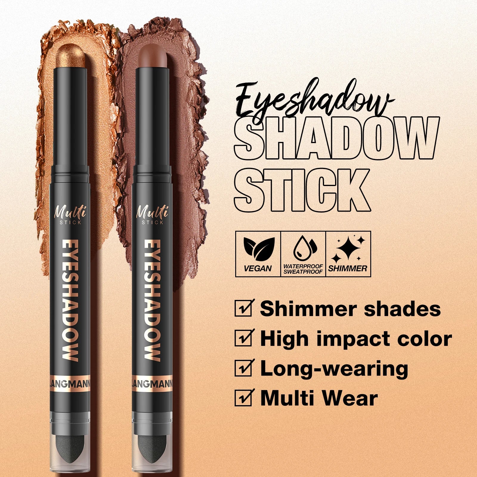 Multi Functional Double Head Eye Shadow Stick Shiny Easy Apply Smooth
