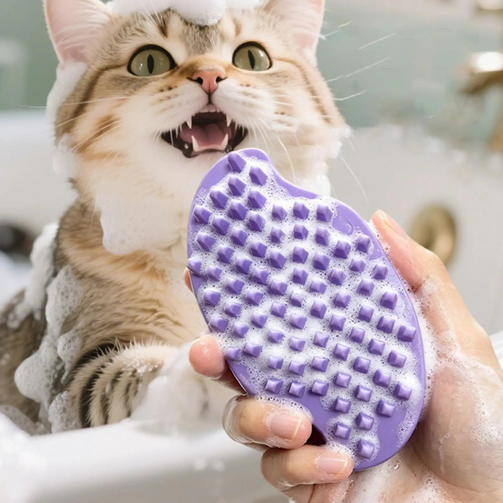 Double-Sided Rubber Pet Bath Brush – Cat & Dog Grooming Comb Pet Grooming Brush Zpaxo