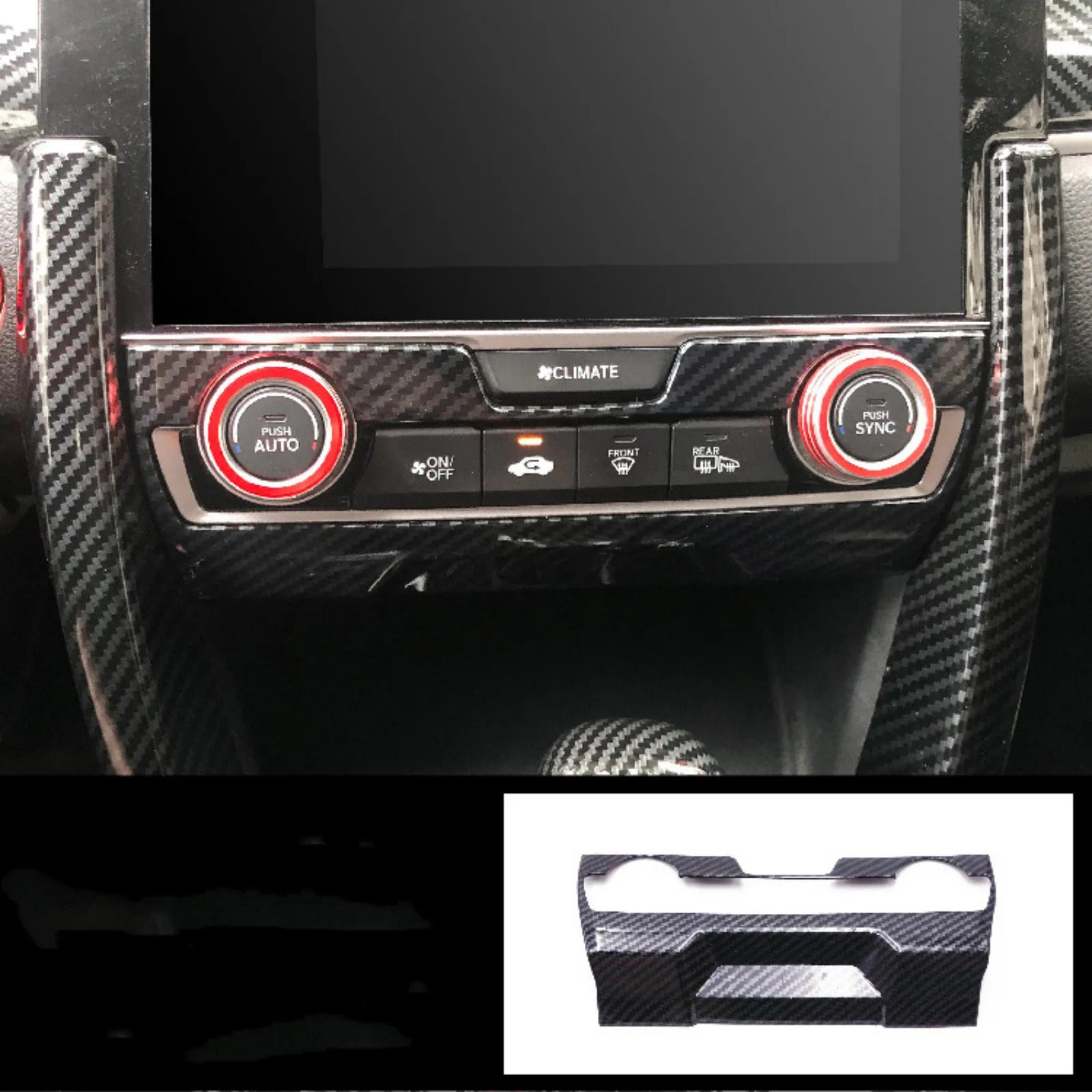 1Pc Vehicle Carbon Fiber Inner Central Console AC Switch Panel Cover Trims Replacement For Honda Civic 2016-2021 Car Accessories