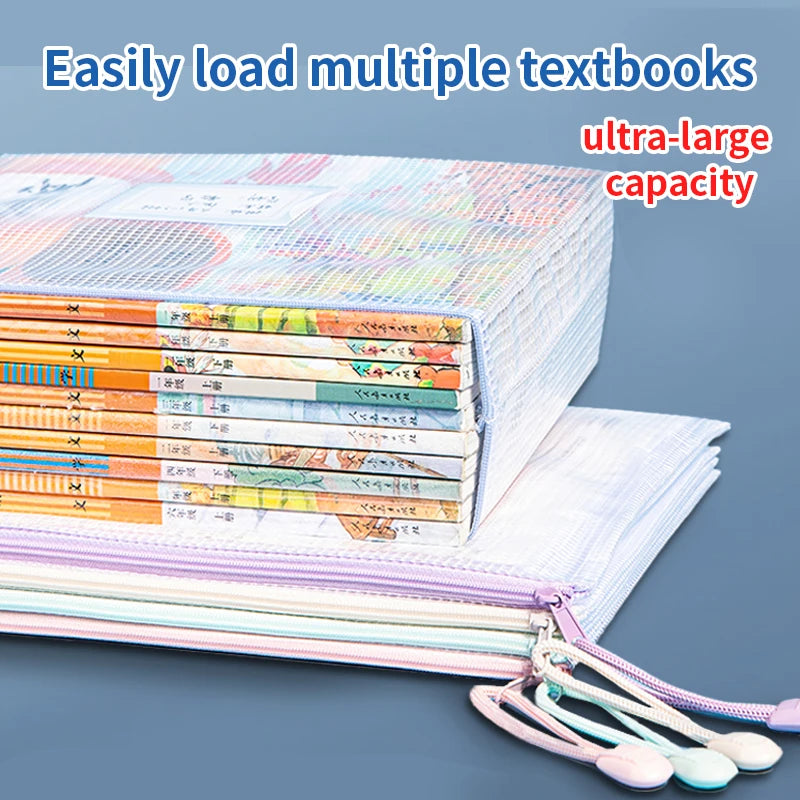 5- Multipurpose Mesh Zipper Pouch A5 Document Bag A4 File Folders Zpaxo