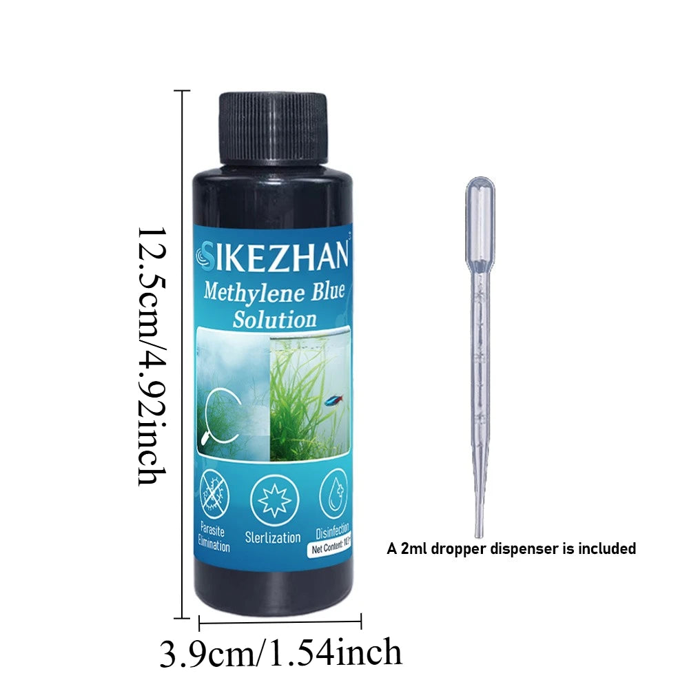 101ml Methylene Blue Solution Ornamental Fish for Aquarium Removal of White Spots and Fish Disease Medicine Koi Goldfish Betta Zpaxo