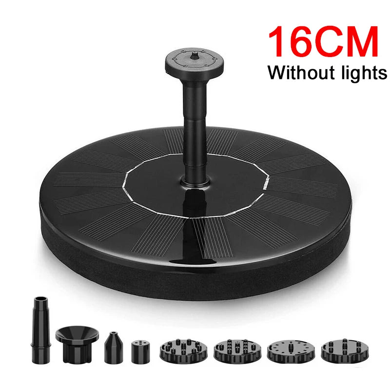 Solar Fountain Pump – 7 LED Lights, 6 Nozzles, Bird Bath Garden