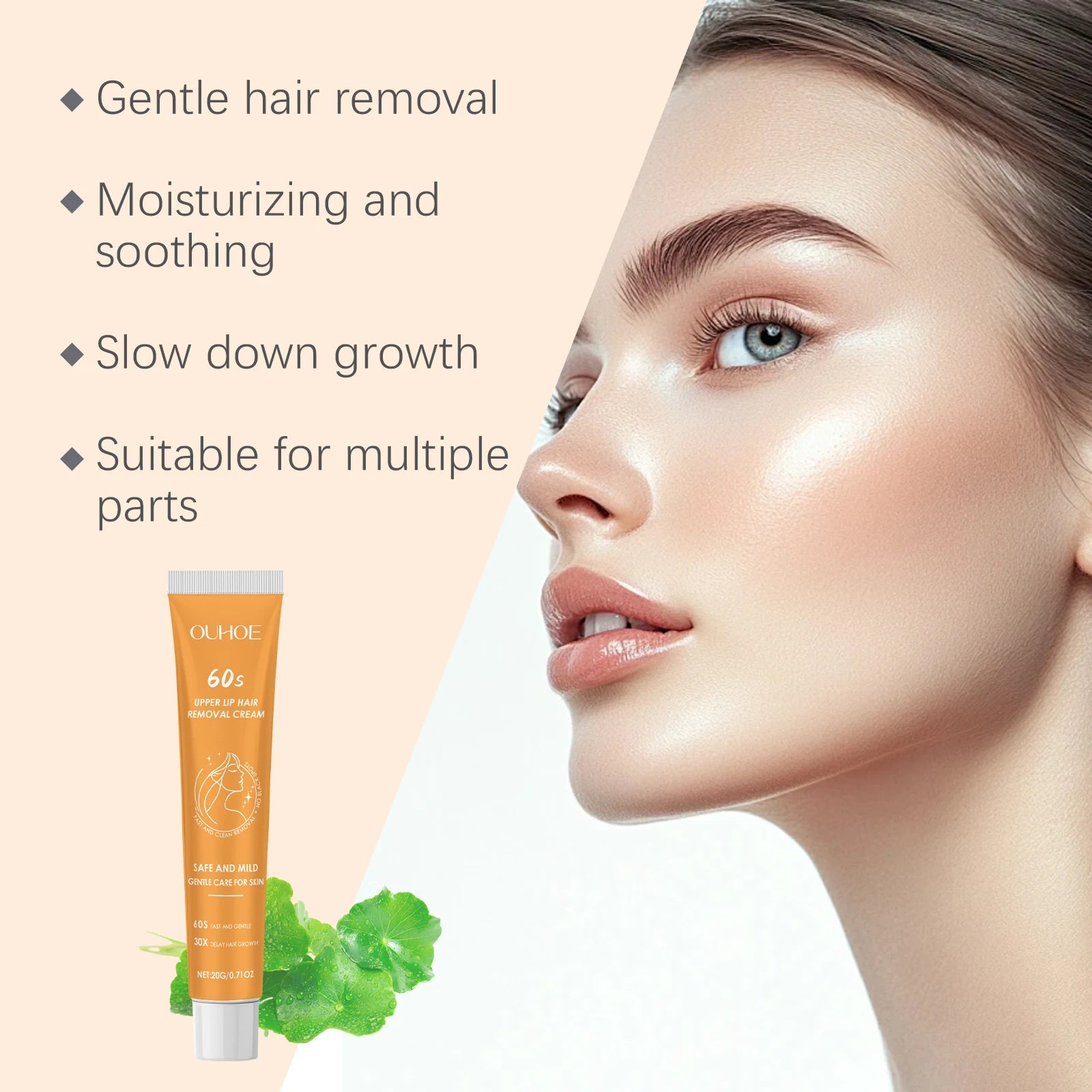 Hair Removal Cream for Face & Body Painless Depilatory Cream Smooth Skin Hair Remover Growth Inhibitor for Underarms Legs Arms Zpaxo