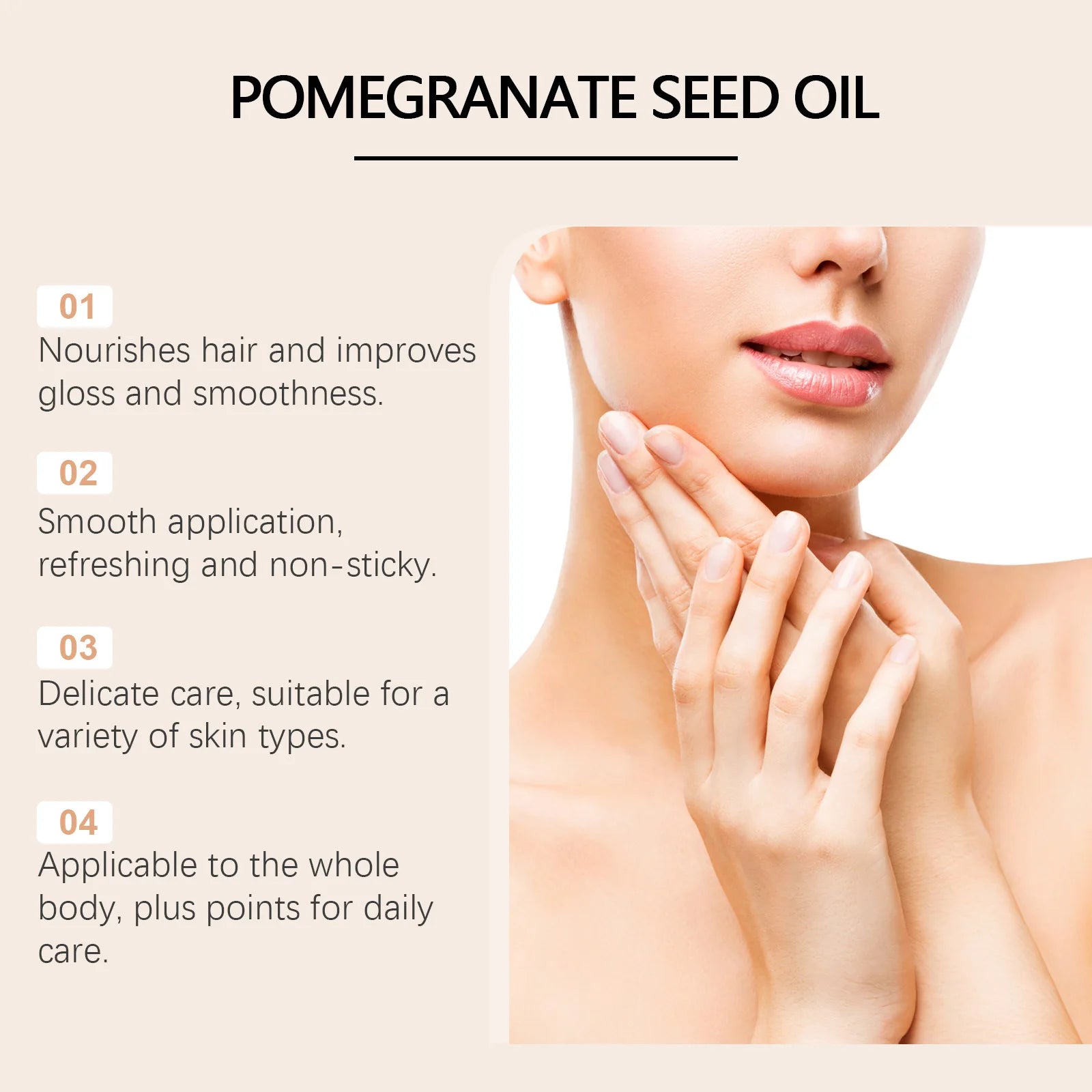 Pomegranate Seed Oil Hydrating Multi-Purpose Oil for Body Hair Nourish Scalp Hair Improve Dryness Tightening Smoothing Body Oil Zpaxo